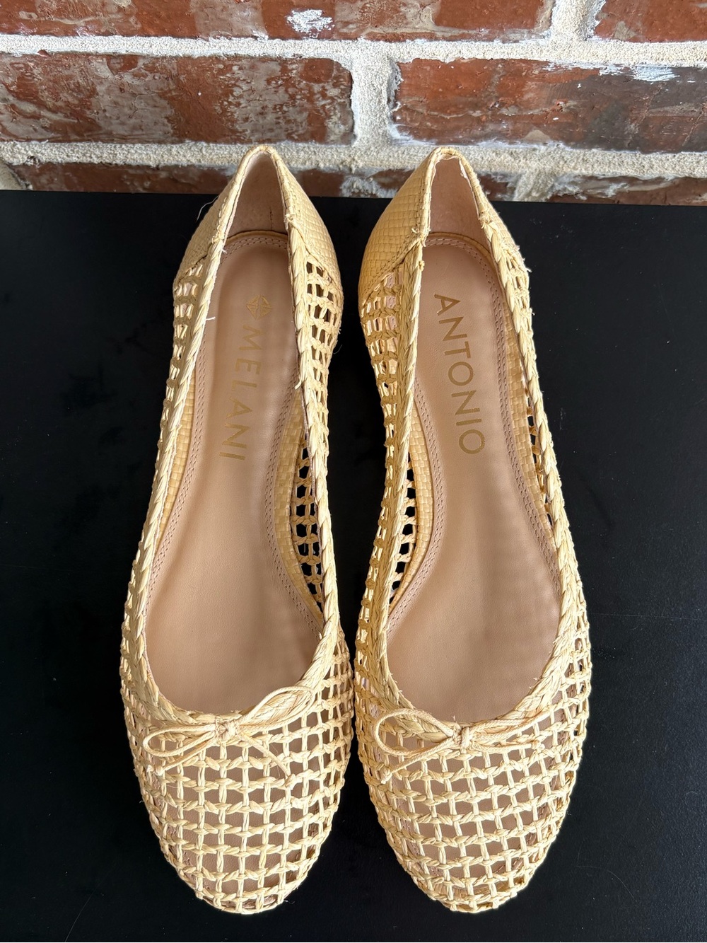 Antonio Melani Roselie Natural Woven Raffia Ballet Flats Size 8 NWOB
